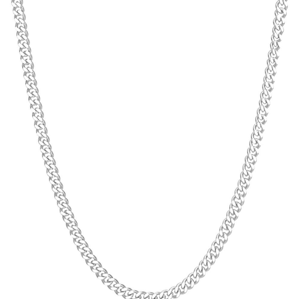 20mm men's chain necklace silver Cuban link chain thick stainless steel (Reoxvo)
